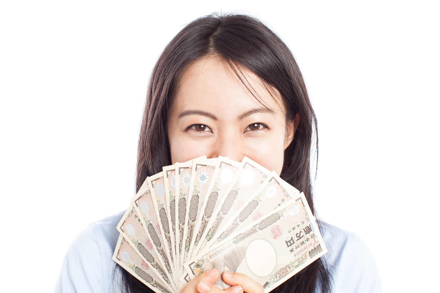 Japanese woman having Japanese yen