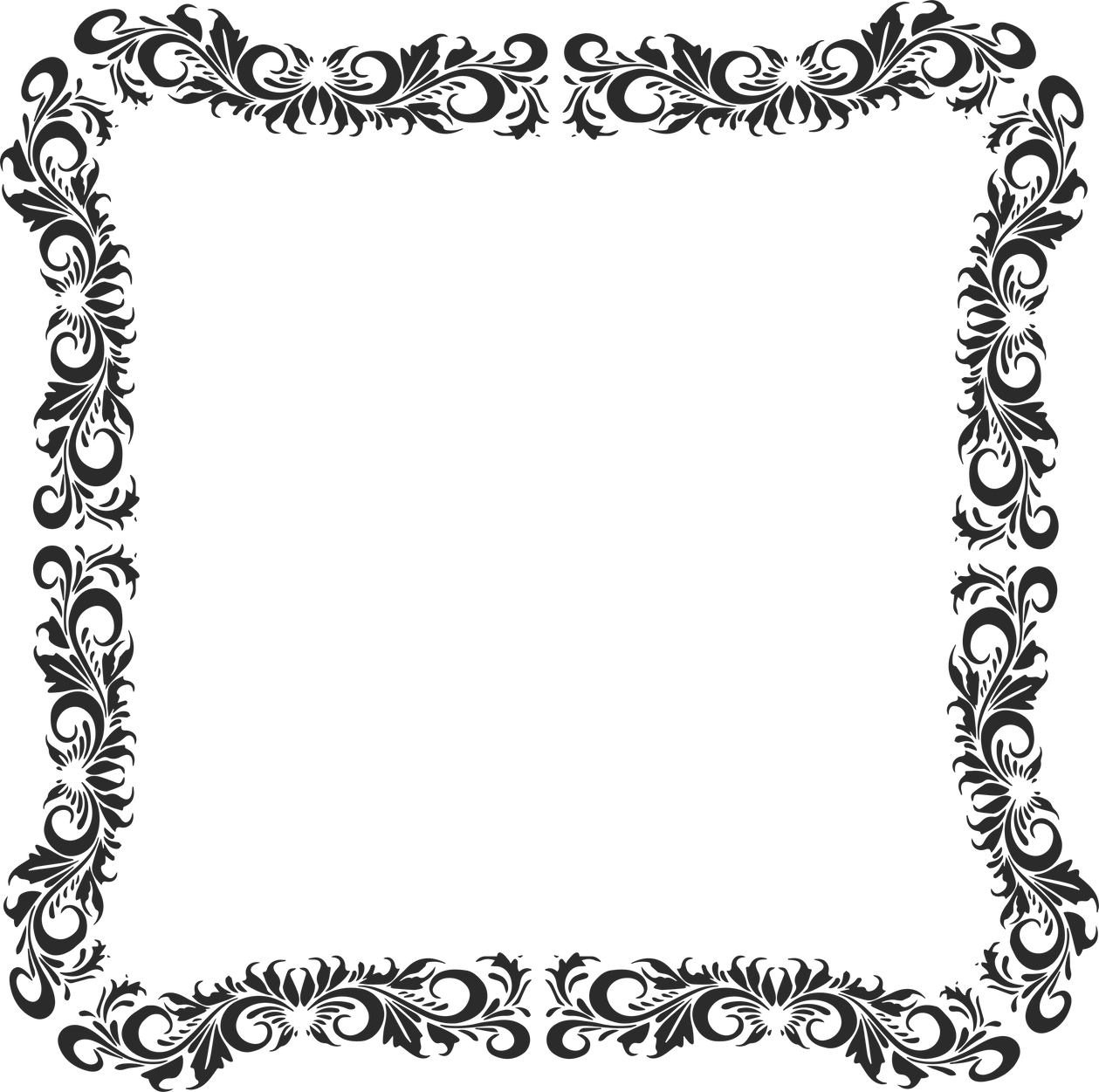 Vintage Frames Floral Ornate Rounded Black